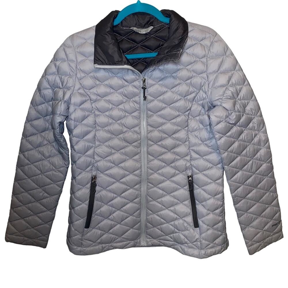 Free Country Women's Quilted Puffer Jacket Medium Gray Lightweight Zip Coat